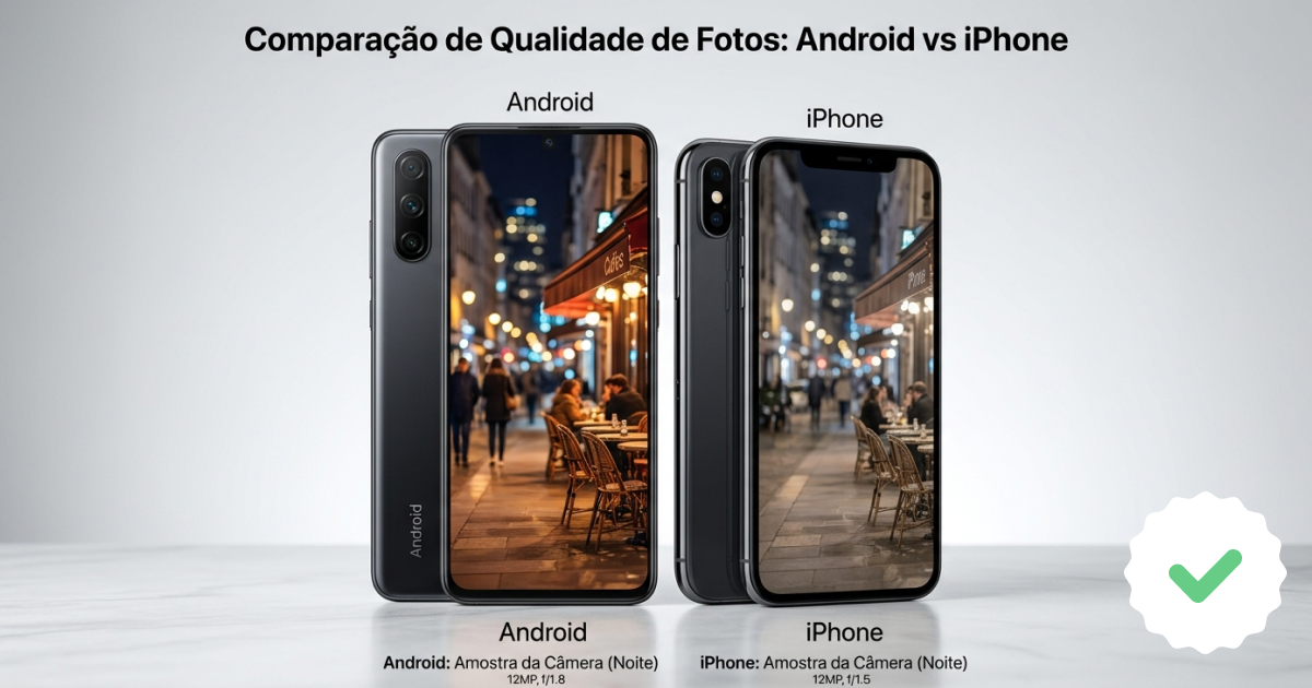 Android ou iPhone: Qual Comprar em 2026? 3 Comparação de câmera Android vs iPhone — qualidade de foto em 2026