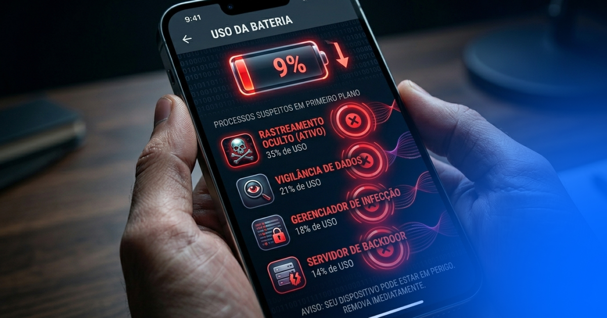 Aplicativo Espião no Celular: Como Identificar e Remover 2 Sinais de que o celular tem aplicativo espião — bateria acabando rápido e dados sendo consumidos