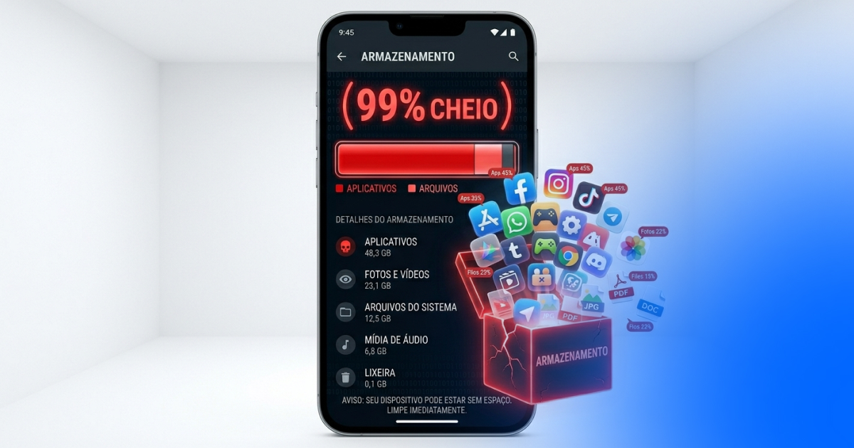 Como Liberar Espaço no Celular: Guia Completo Android e iPhone 2 Celular com armazenamento cheio — aviso de memória cheia no Android