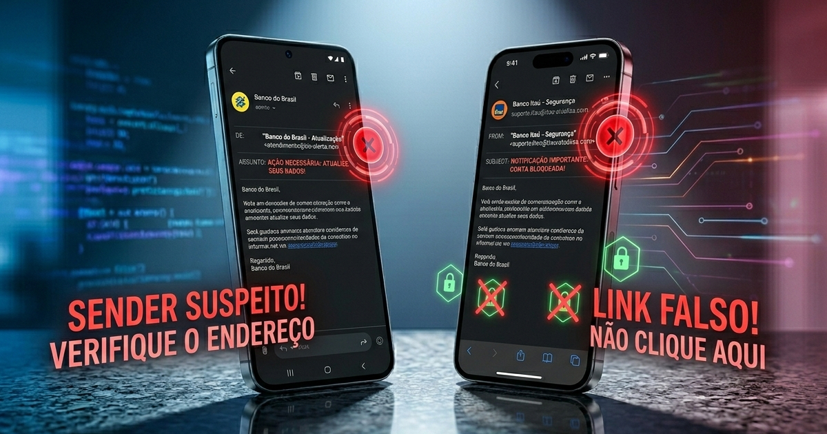 O Que é Phishing: Como Identificar e Não Cair em Golpes Online 2 Exemplo de e-mail falso de phishing — como identificar domínio suspeito e link malicioso