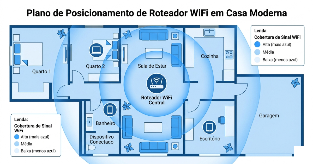 Wi-Fi Lento: Causas e Como Resolver de Vez 3 Posição ideal do roteador Wi-Fi em casa — como melhorar o sinal sem fio