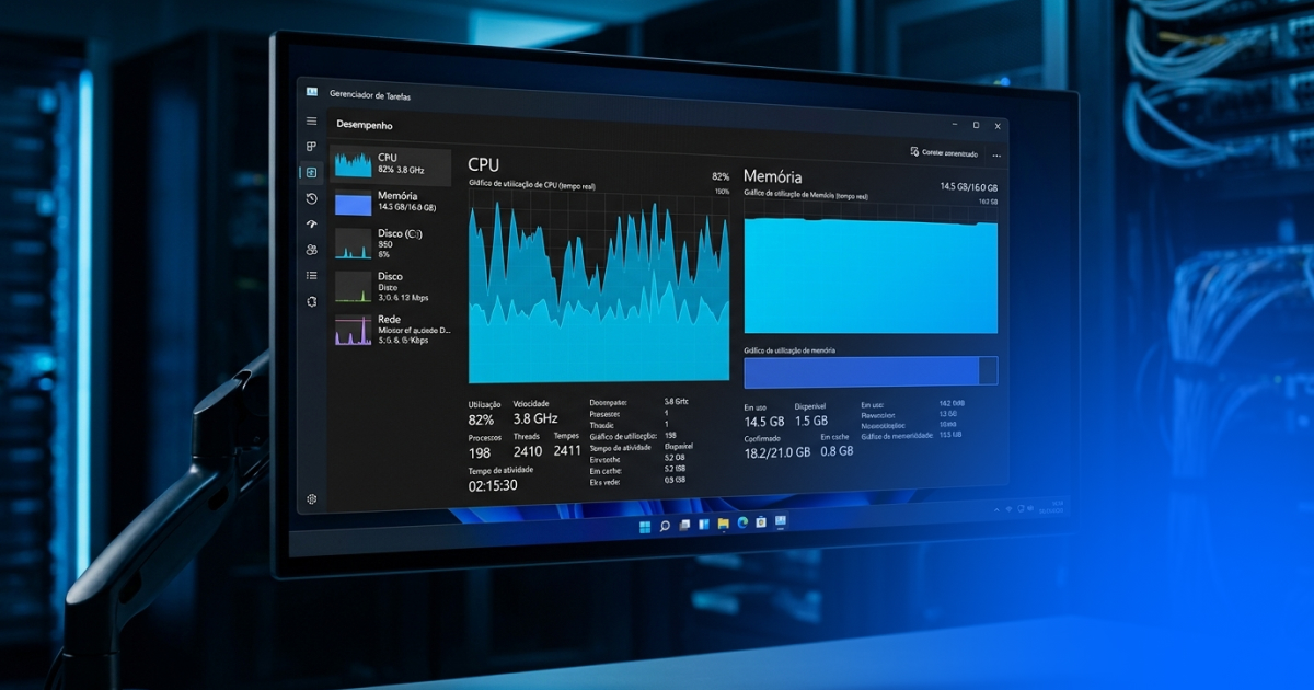 Como Usar o Gerenciador de Tarefas do Windows: Guia Completo 2 Gerenciador de Tarefas do Windows mostrando gráficos de CPU e RAM em tempo real