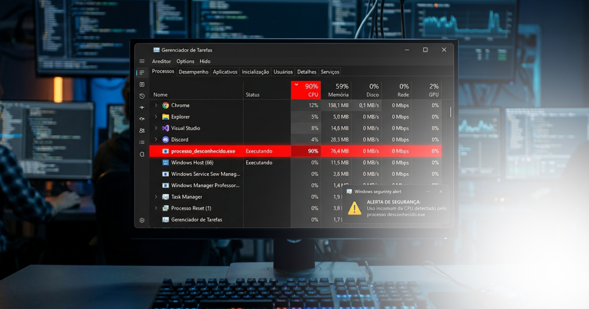 Como Usar o Gerenciador de Tarefas do Windows: Guia Completo 3 Processo suspeito no Gerenciador de Tarefas consumindo CPU — como identificar malware